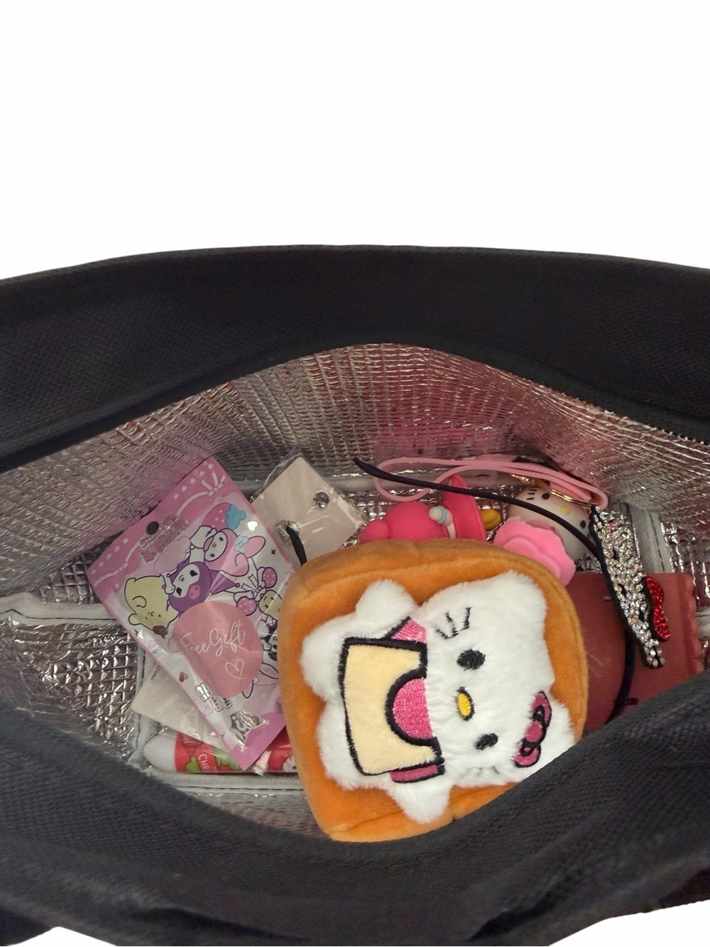 Hello Kitty Black Insulated Lunch Bag filled with Hello Kitty Goodies - Picture 6 of 12